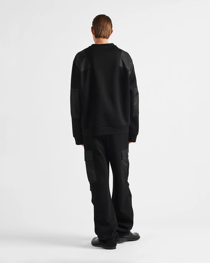 Cotton fleece pants with Re-Nylon details