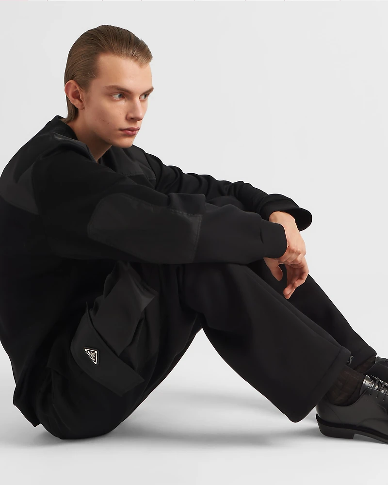 Cotton fleece pants with Re-Nylon details