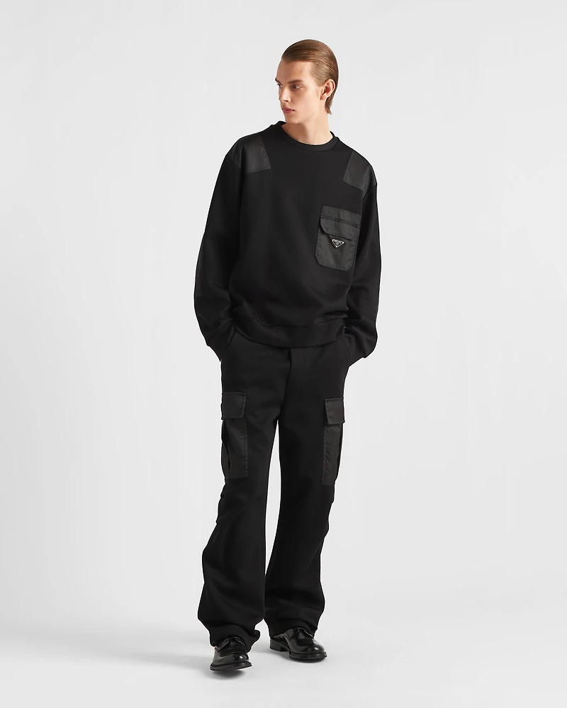 Cotton fleece pants with Re-Nylon details