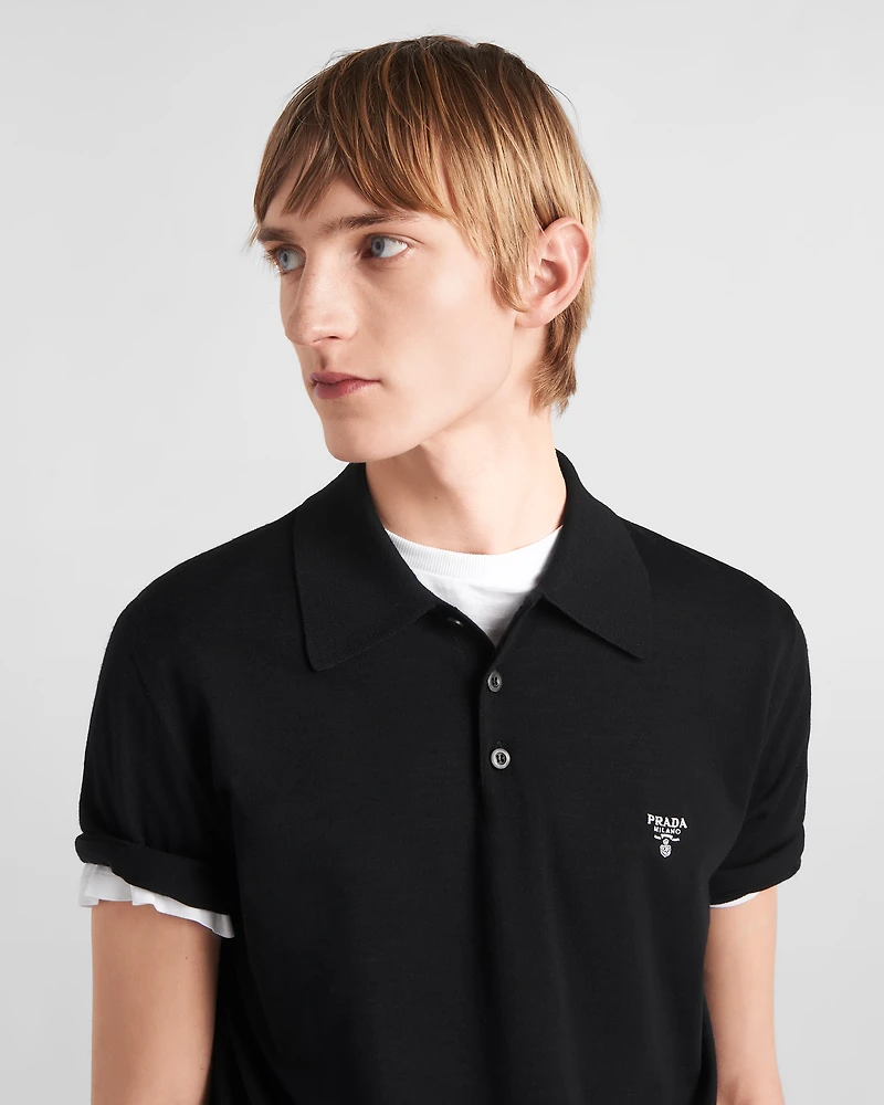 Superfine wool polo shirt