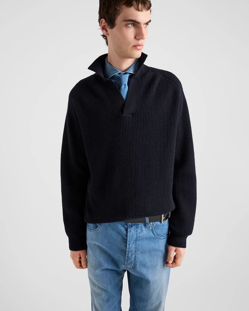 Oversized cashmere polo sweater
