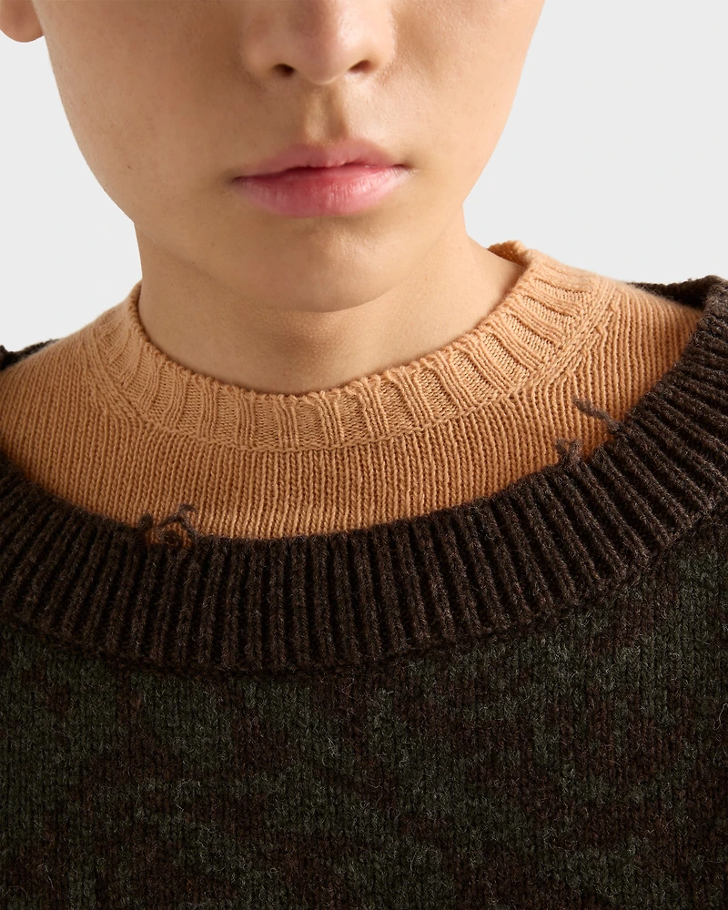 Short-sleeved wool and cashmere sweater