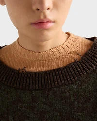 Short-sleeved wool and cashmere sweater
