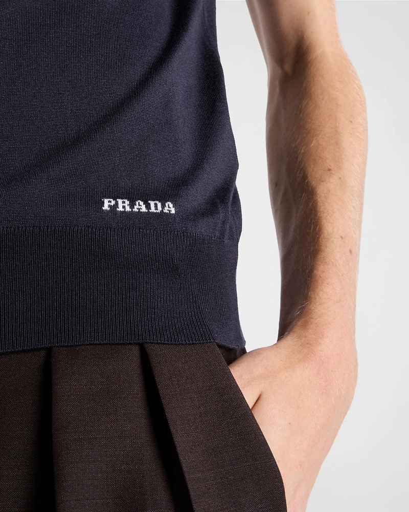 Silk polo shirt