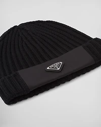 Re-Nylon gabardine and wool cap