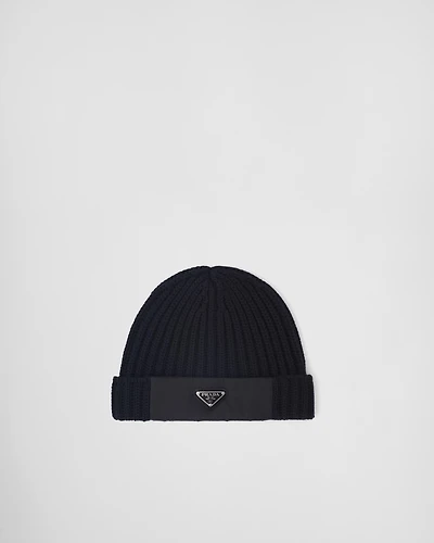 Re-Nylon gabardine and wool cap