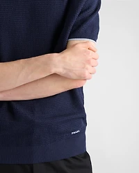Short-sleeved silk and cotton sweater