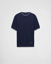 Short-sleeved silk and cotton sweater