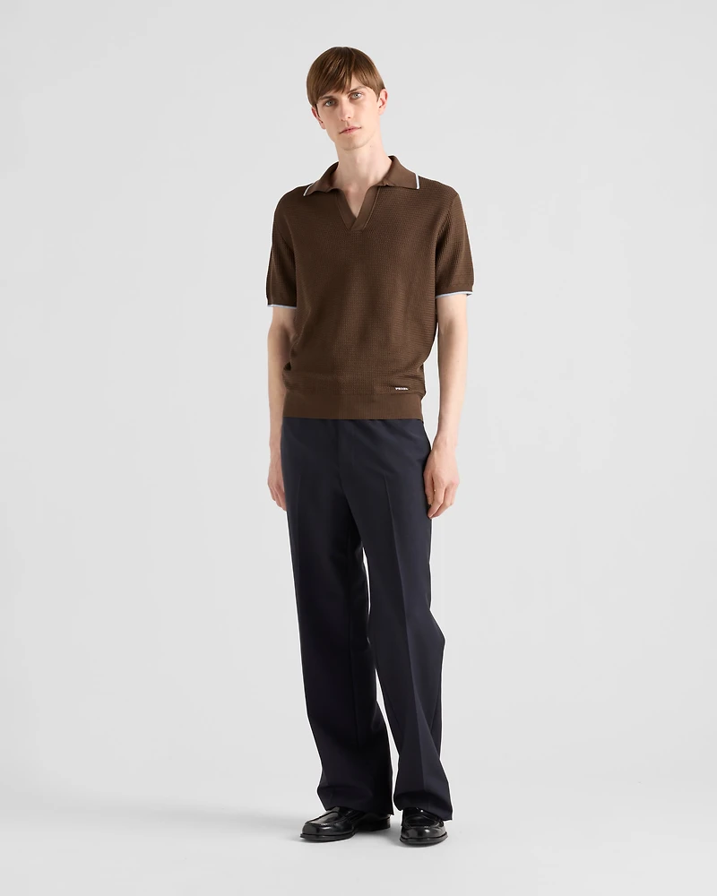 Silk and cotton polo shirt