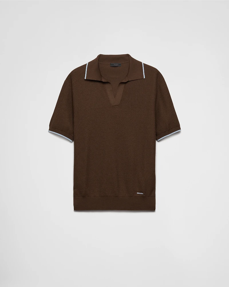 Silk and cotton polo shirt