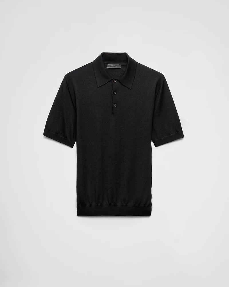 Cashmere and silk polo shirt