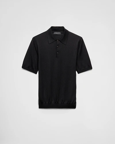 Cashmere and silk polo shirt