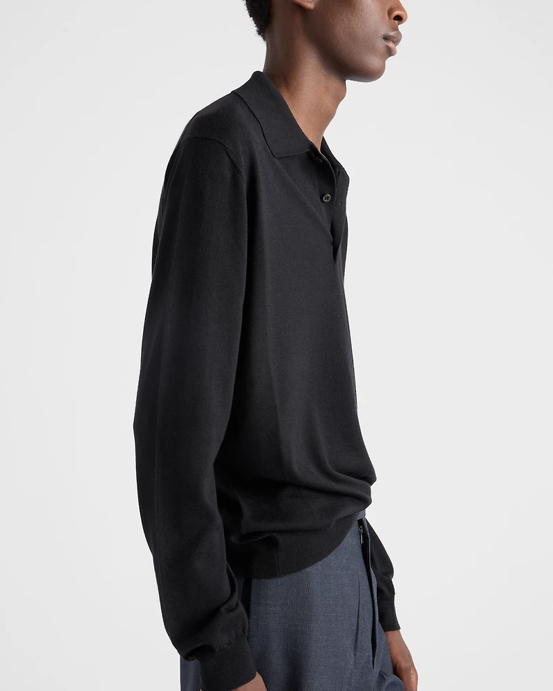 Cashmere and silk polo shirt