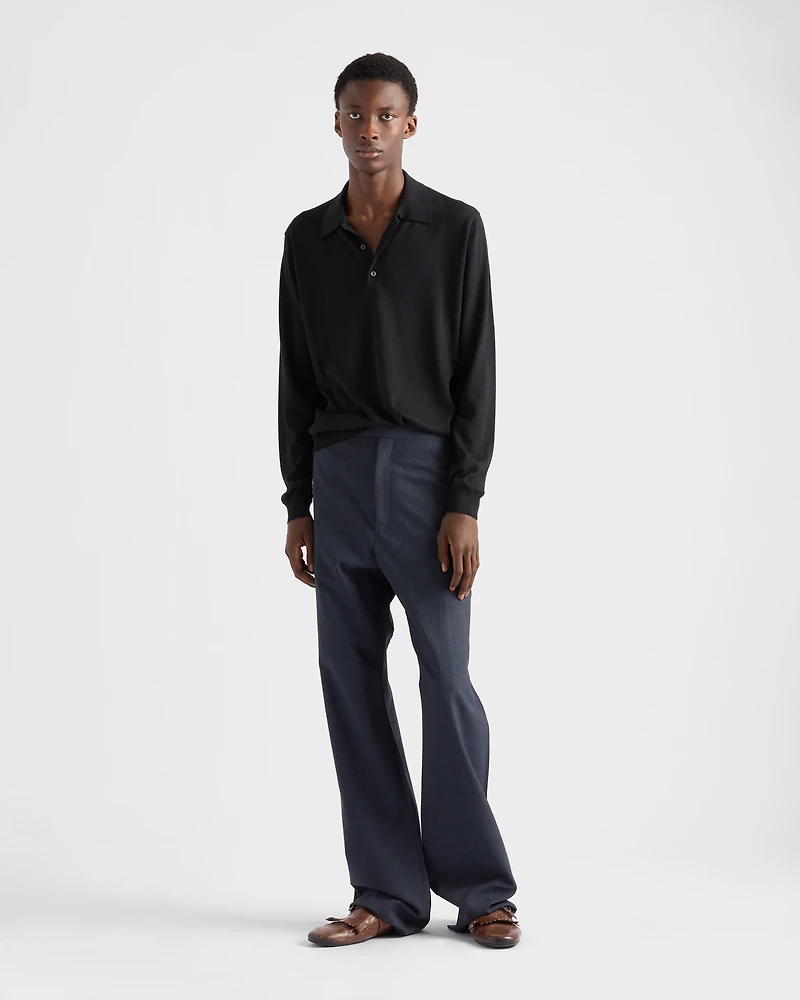 Cashmere and silk polo shirt
