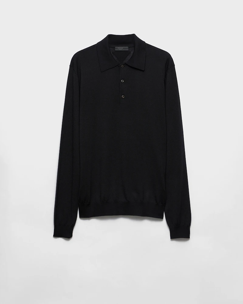 Cashmere and silk polo shirt