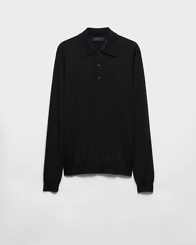 Cashmere and silk polo shirt