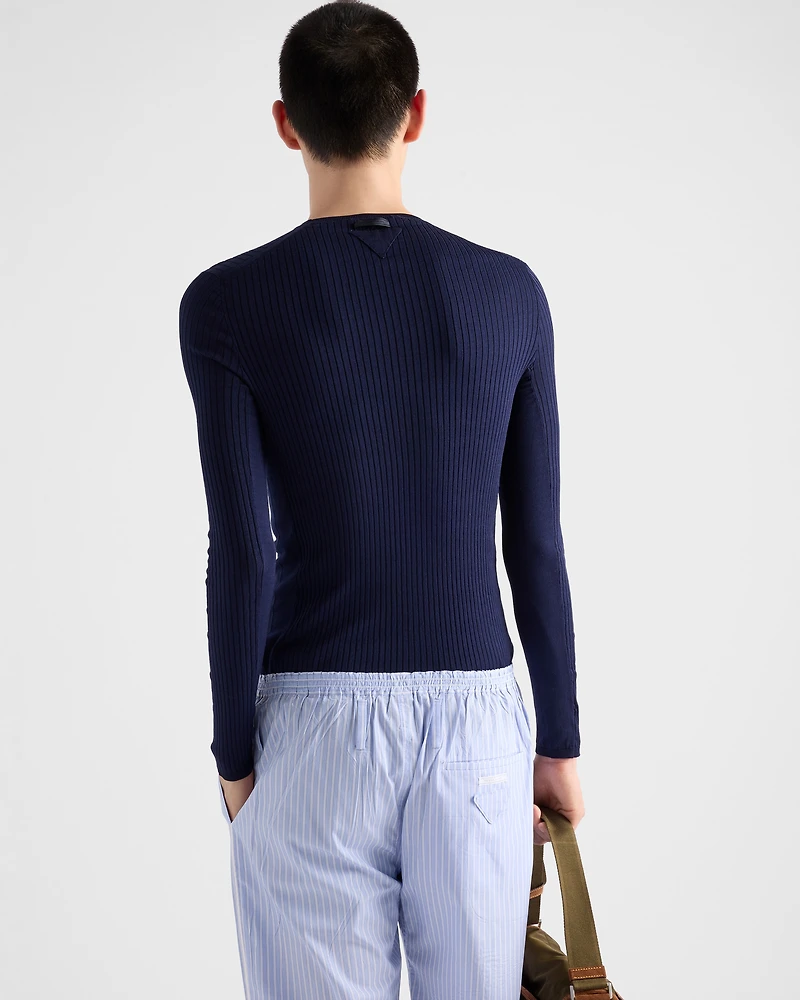 Ribbed cotton crew-neck sweater