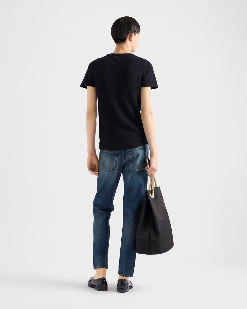 Short-sleeved cashmere sweater