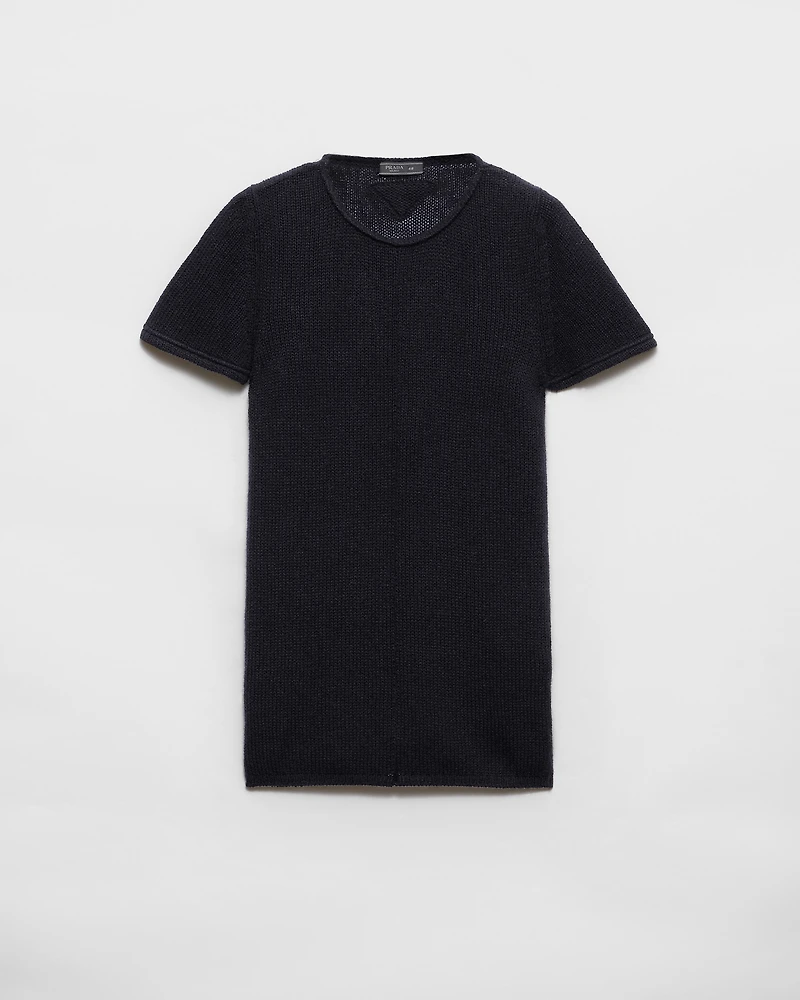 Short-sleeved cashmere sweater