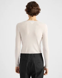 Long-sleeved cashmere and silk sweater