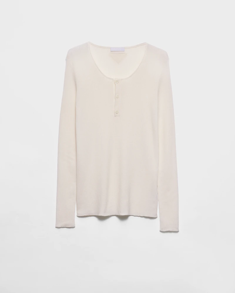 Long-sleeved cashmere and silk sweater