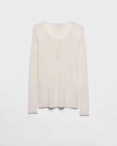 Long-sleeved cashmere and silk sweater