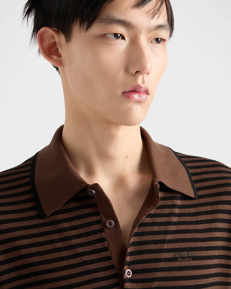 Striped cotton polo shirt