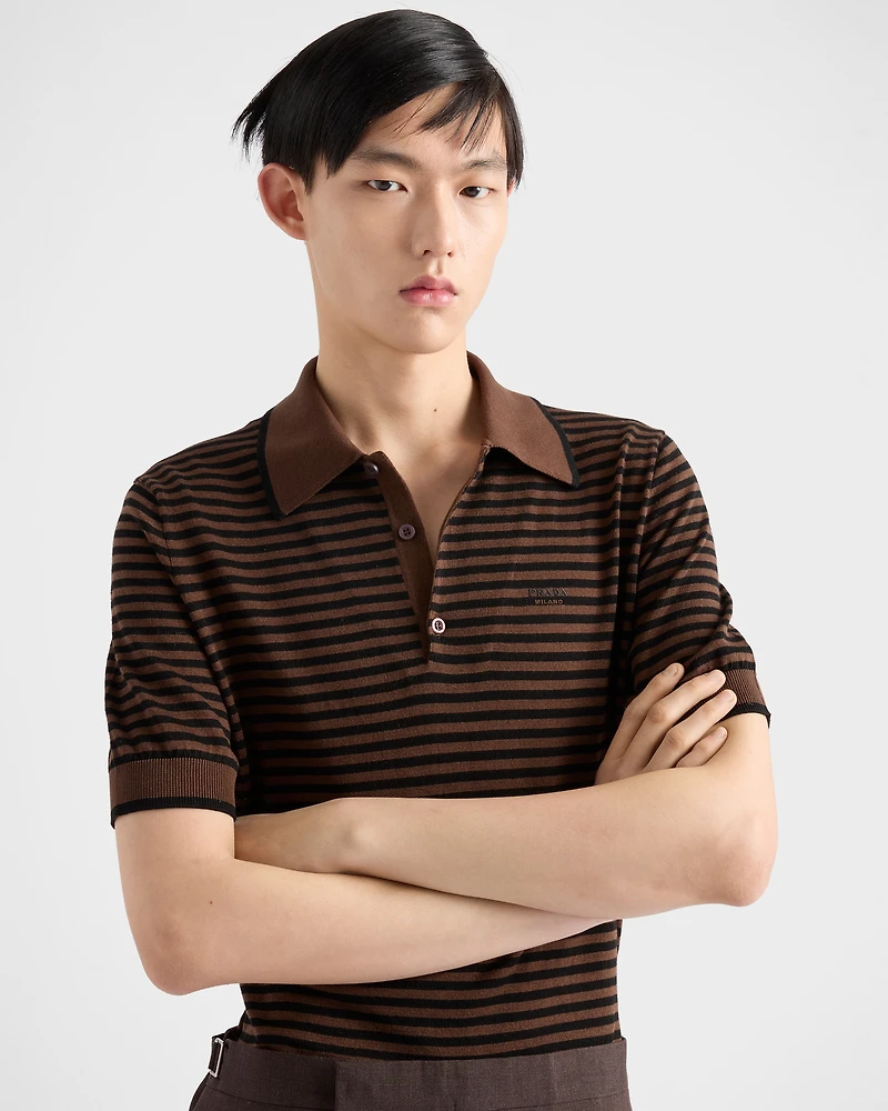 Striped cotton polo shirt