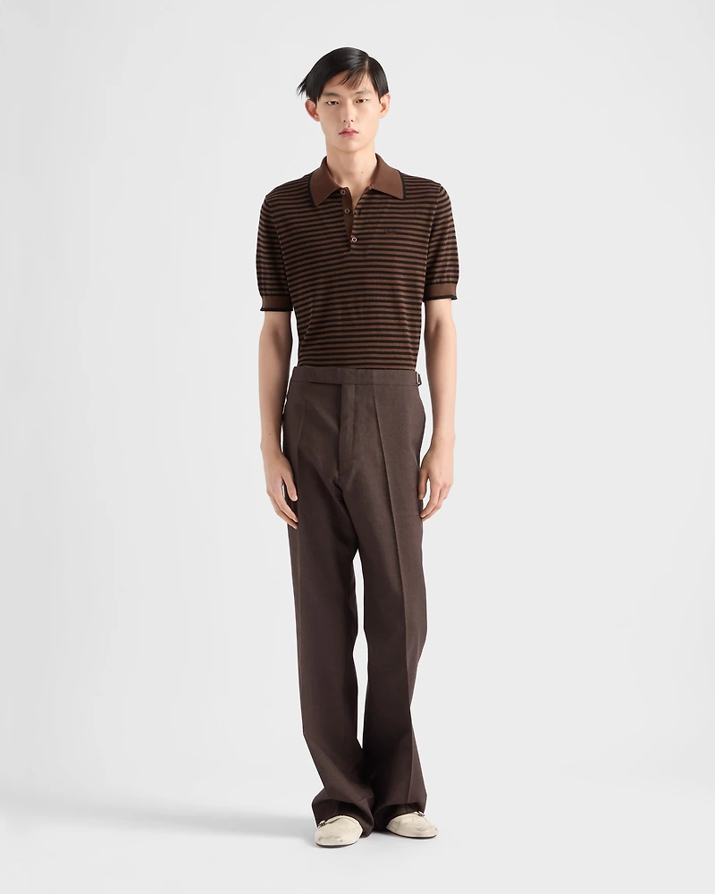 Striped cotton polo shirt