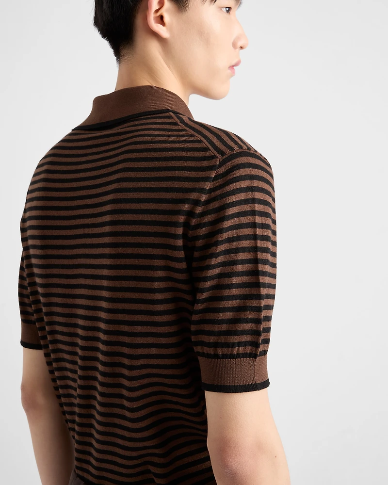 Striped cotton polo shirt