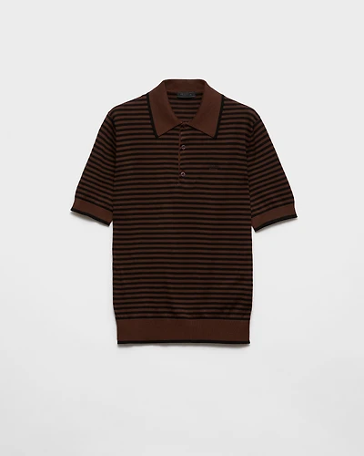 Striped cotton polo shirt
