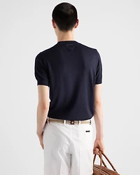 Short-sleeved cashmere and silk sweater