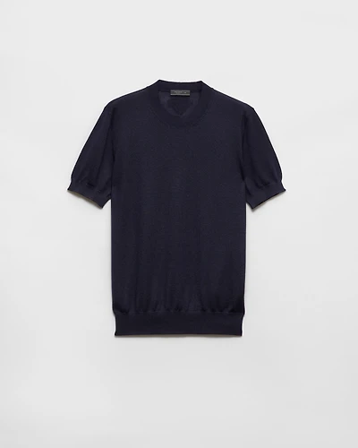 Short-sleeved cashmere and silk sweater