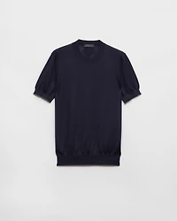 Short-sleeved cashmere and silk sweater