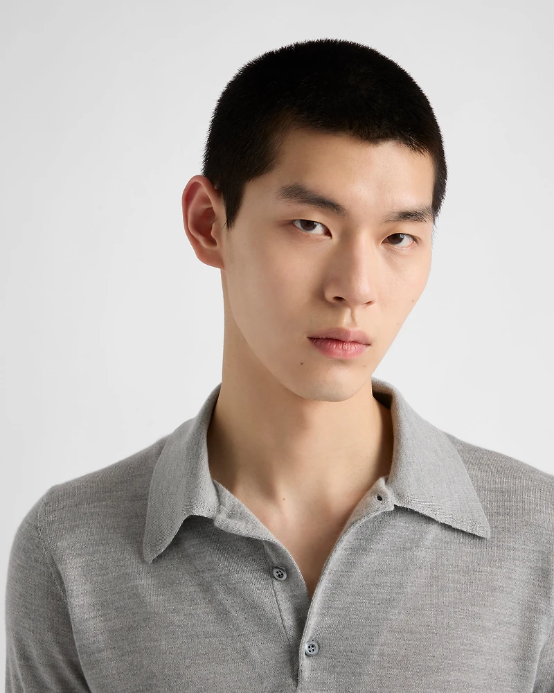 Cashmere and silk polo shirt