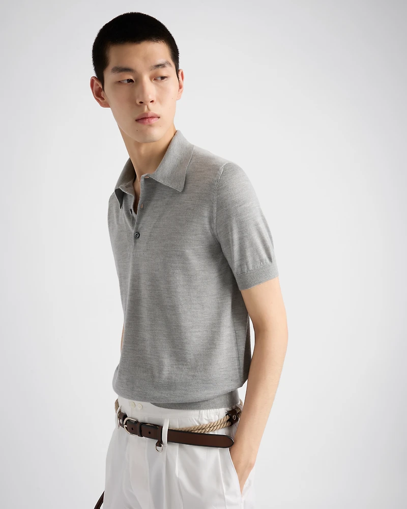 Cashmere and silk polo shirt