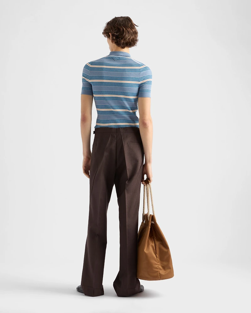 Striped cotton polo shirt