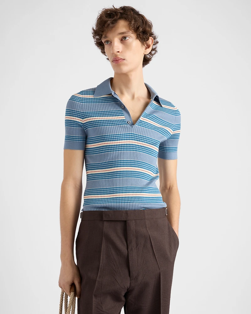 Striped cotton polo shirt