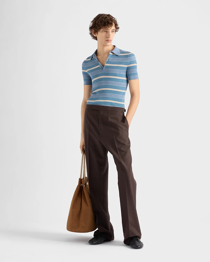 Striped cotton polo shirt