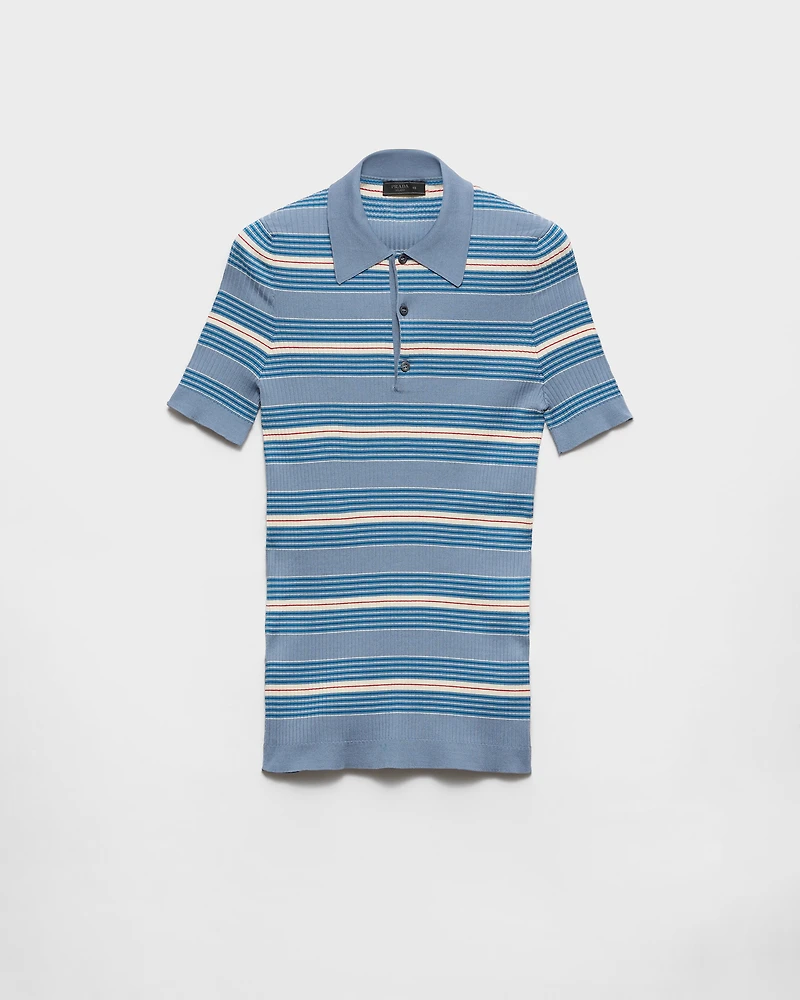 Striped cotton polo shirt