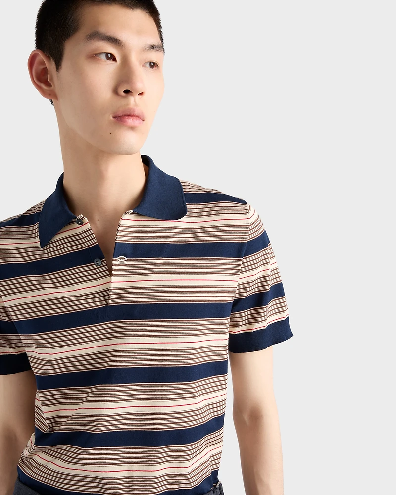 Striped cotton polo shirt