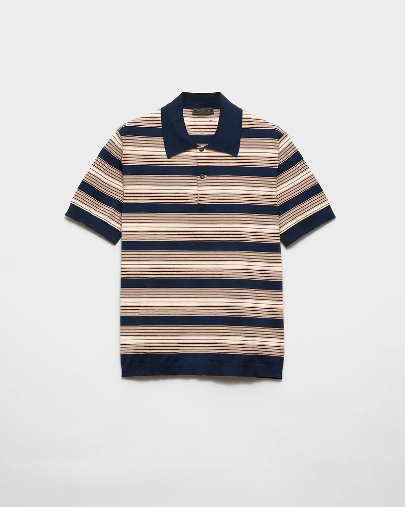 Striped cotton polo shirt