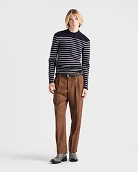 Striped superfine wool crew-neck sweater
