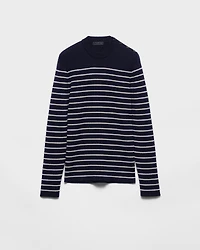 Striped superfine wool crew-neck sweater