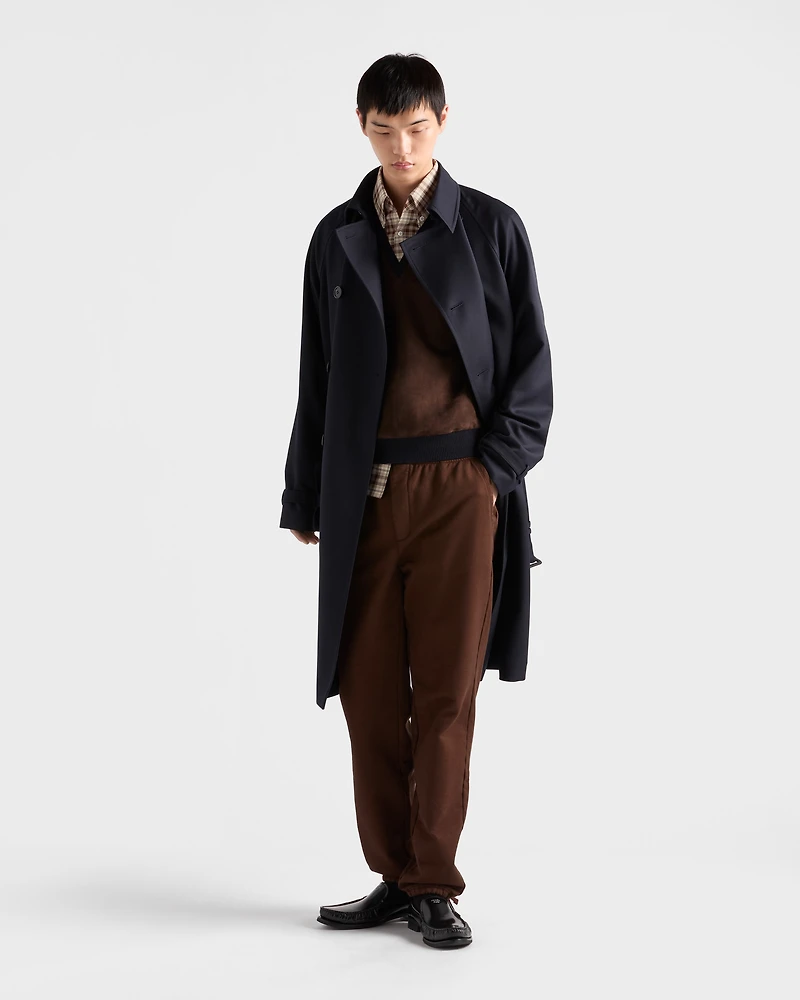 Superfine wool and suede sweater
