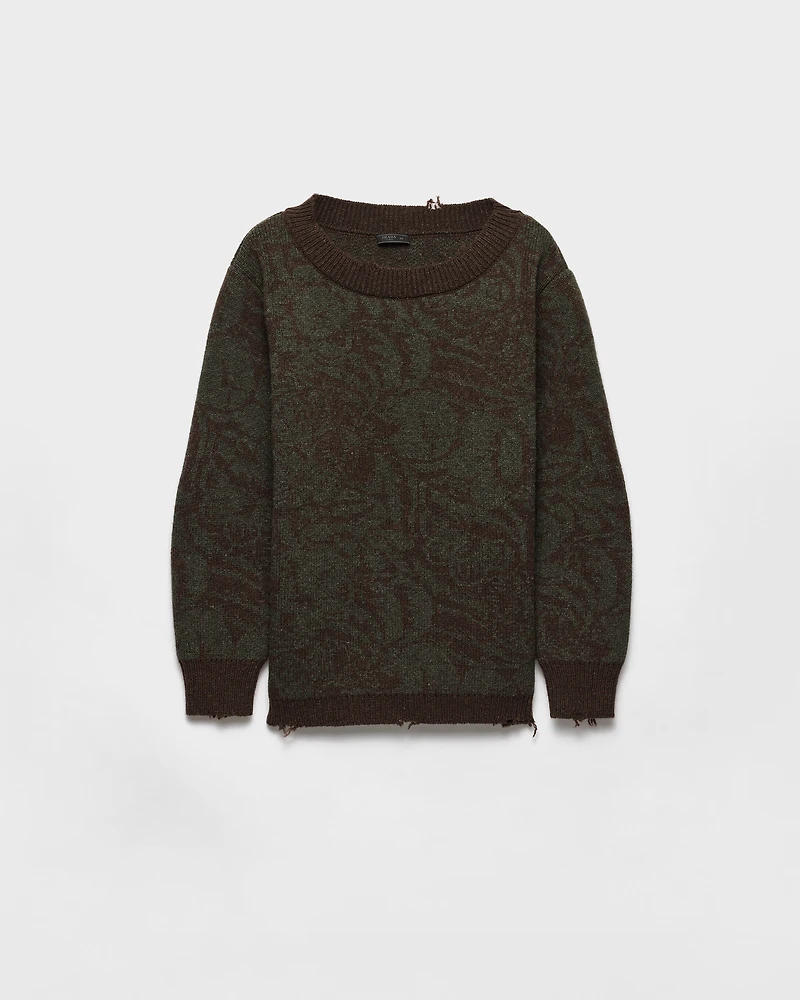 Wide-neck Shetland wool sweater