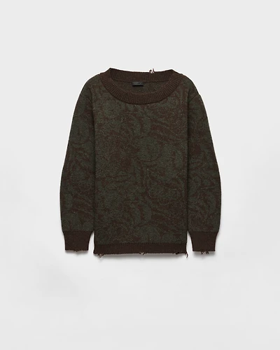 Wide-neck Shetland wool sweater