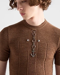 Wool crew-neck sweater with studs