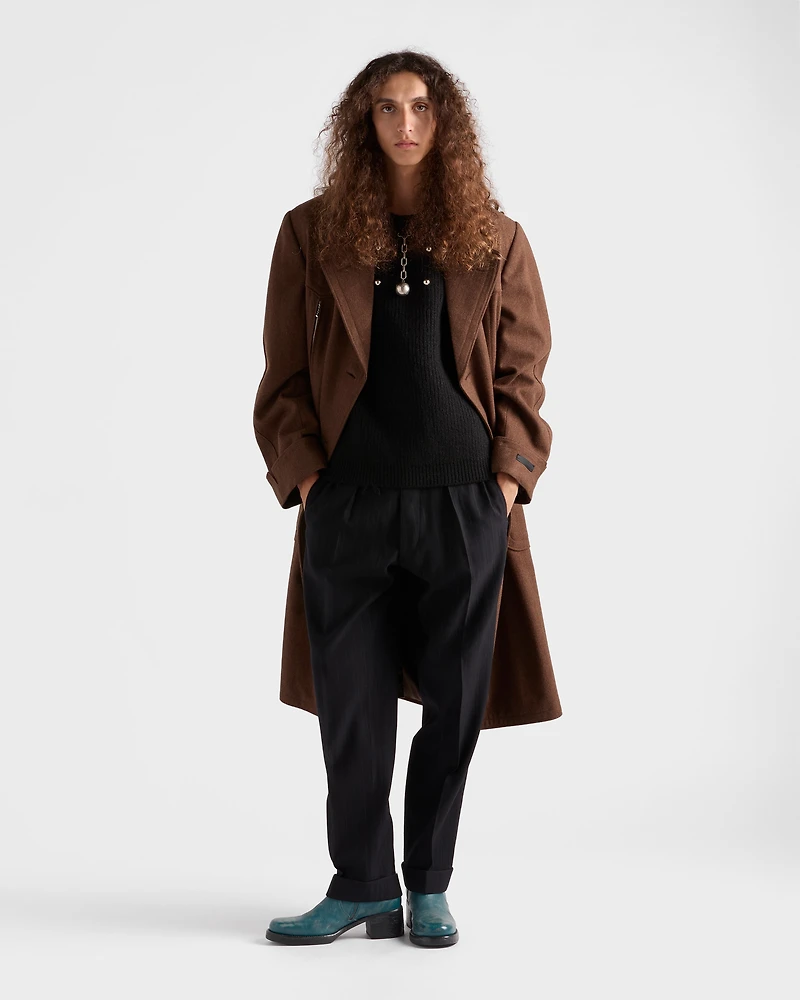 Wool crew-neck sweater with pendant