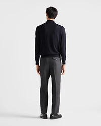 Long-sleeved superfine wool polo sweater